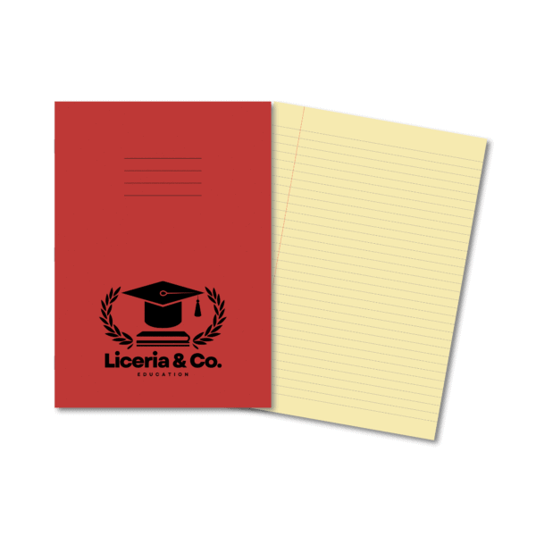 Classic Overprinted SEN Exercise Book A4 80 Pages 8mm Feint & Margin - Red Cover, Cream Pages 50 Pack