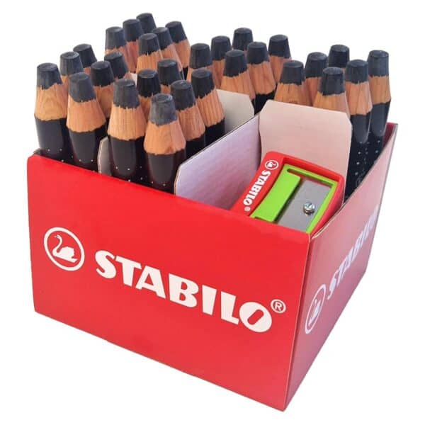 Stabilo MARKdry Whiteboard and Flipchart Markers - Classpack Black with 2 Sharpeners - Pk30