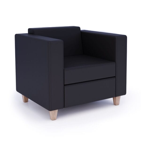 Express Grantham 1 Seater Leather Armchair - Wooden Feet