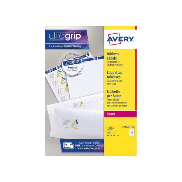 Avery Laser Labels A4 21 Per Sheet - Pk100
