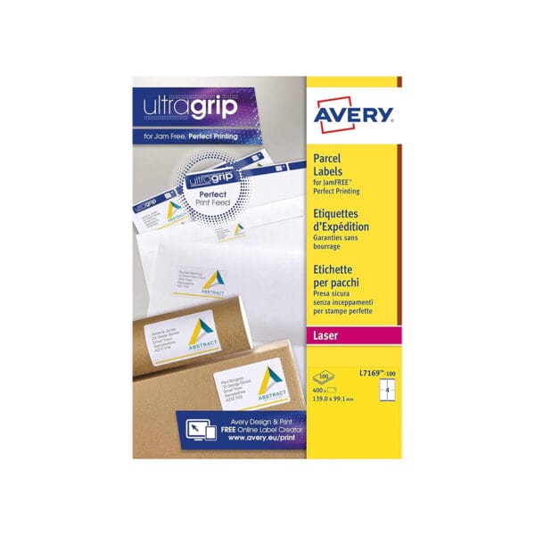 Avery Laser Labels A4 4 Per Sheet - Pk100