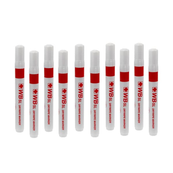 Economy Drywipe Marker Bullet Tip Red - Pk10